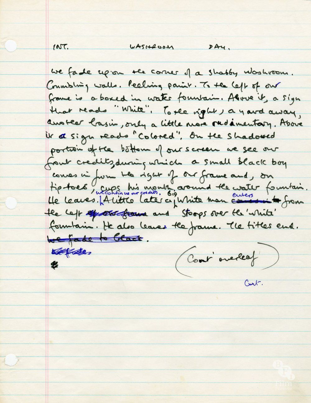 Alan Parker’s final draft script for Mississippi Burning. Credit: Alan Parker Archive, BFI Special Collections
